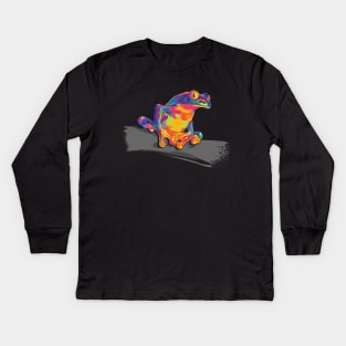 Rainbow Red Eyed Tree Frog Kids Long Sleeve T-Shirt